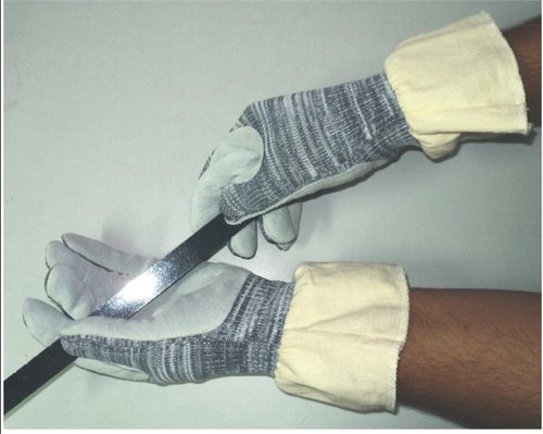 KEL Seamless Knit Cut Protection Leather Safety Gloves Protect Plus 9 inch_4