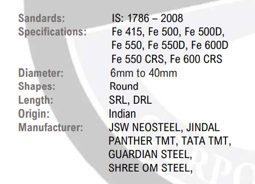 SHREE OM STEEL 40 mm Fe 500D TMT Bars 12 m ISI 1786 : 2008_2