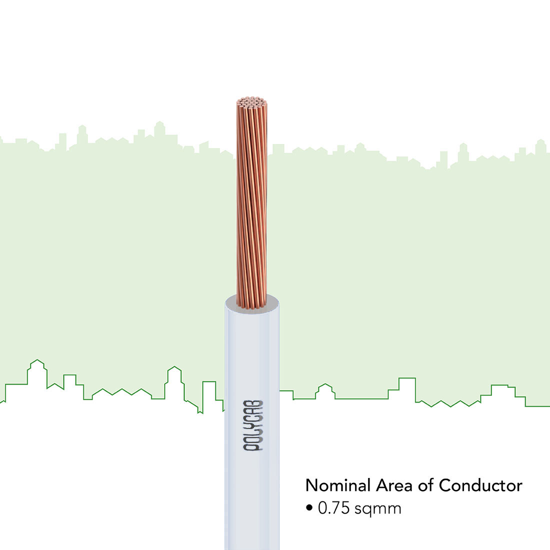 Polycab 0.75 sqmm Stranded Electric Wire White 90 m_1