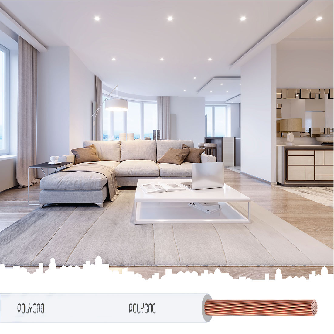 Polycab 0.75 sqmm Stranded Electric Wire White 90 m_2