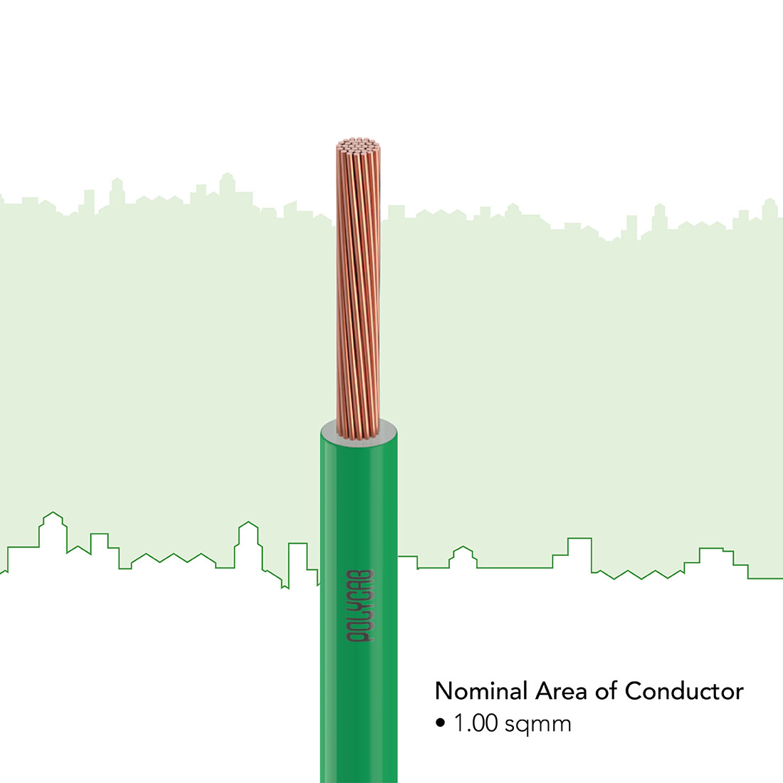 Polycab 1 sqmm Stranded Electric Wire Green 90 m_1