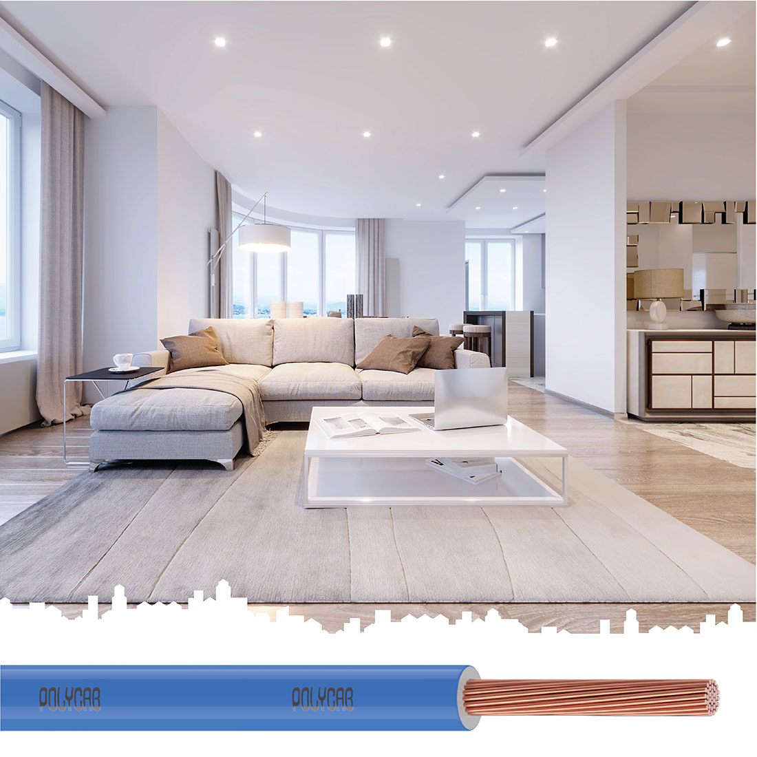 Polycab 1.5 sqmm Stranded Electric Wire Blue 90 m_2