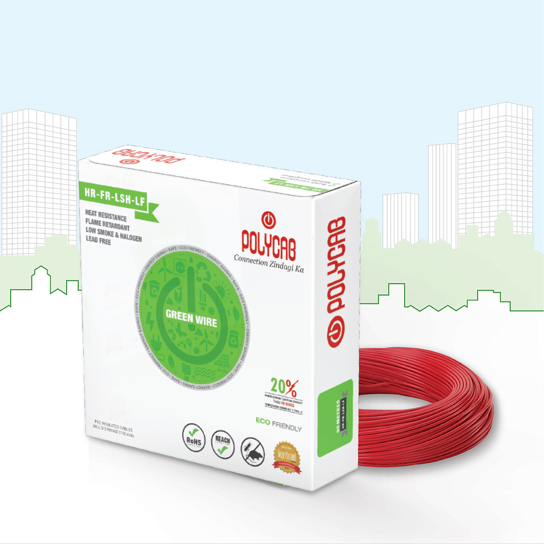 Polycab 0.75 sqmm Stranded Electric Wire Red 90 m_4