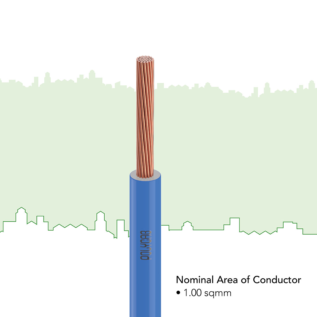 Polycab 1 sqmm Stranded Electric Wire Blue 90 m_1