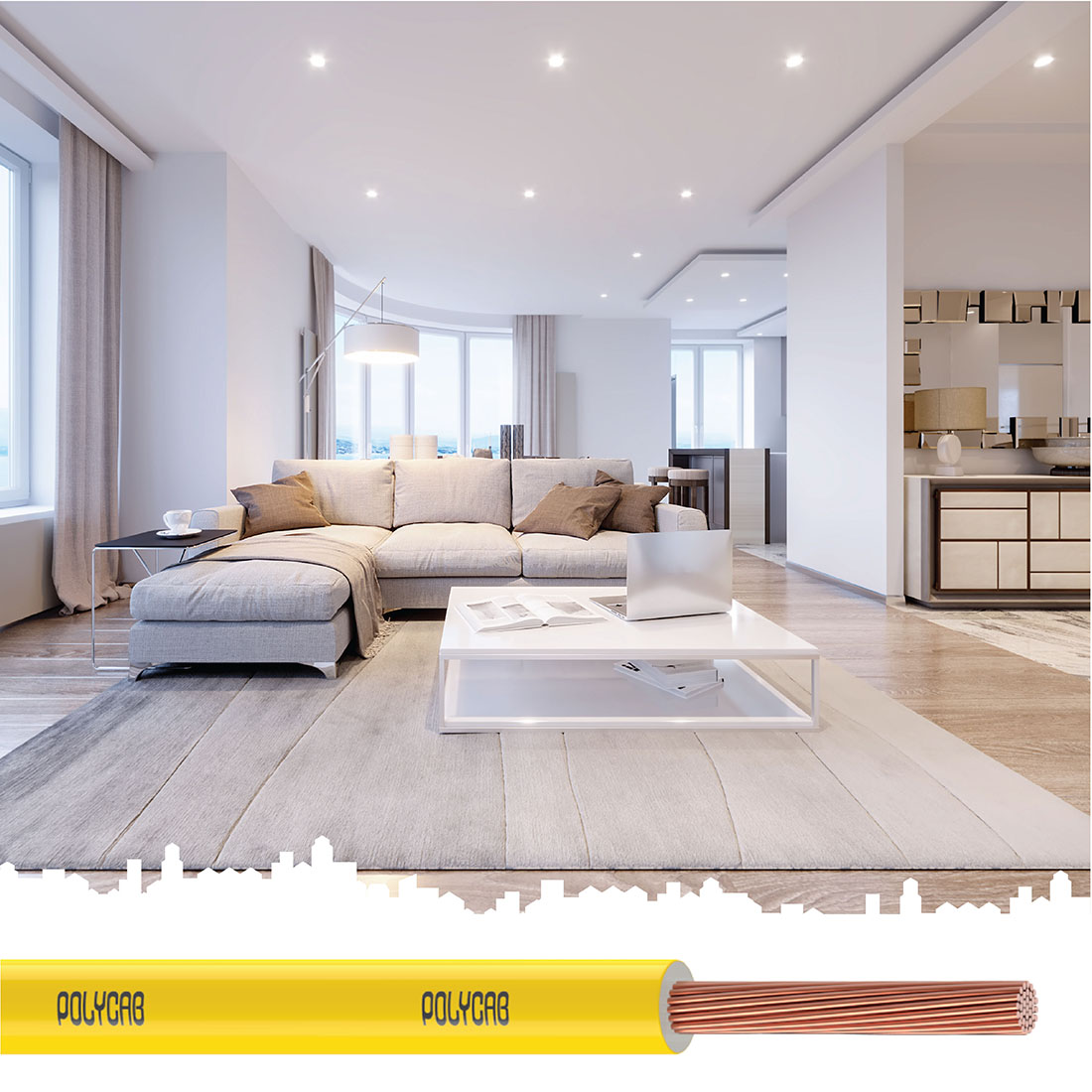 Polycab 4 sqmm Stranded Electric Wire Yellow 90 m_3