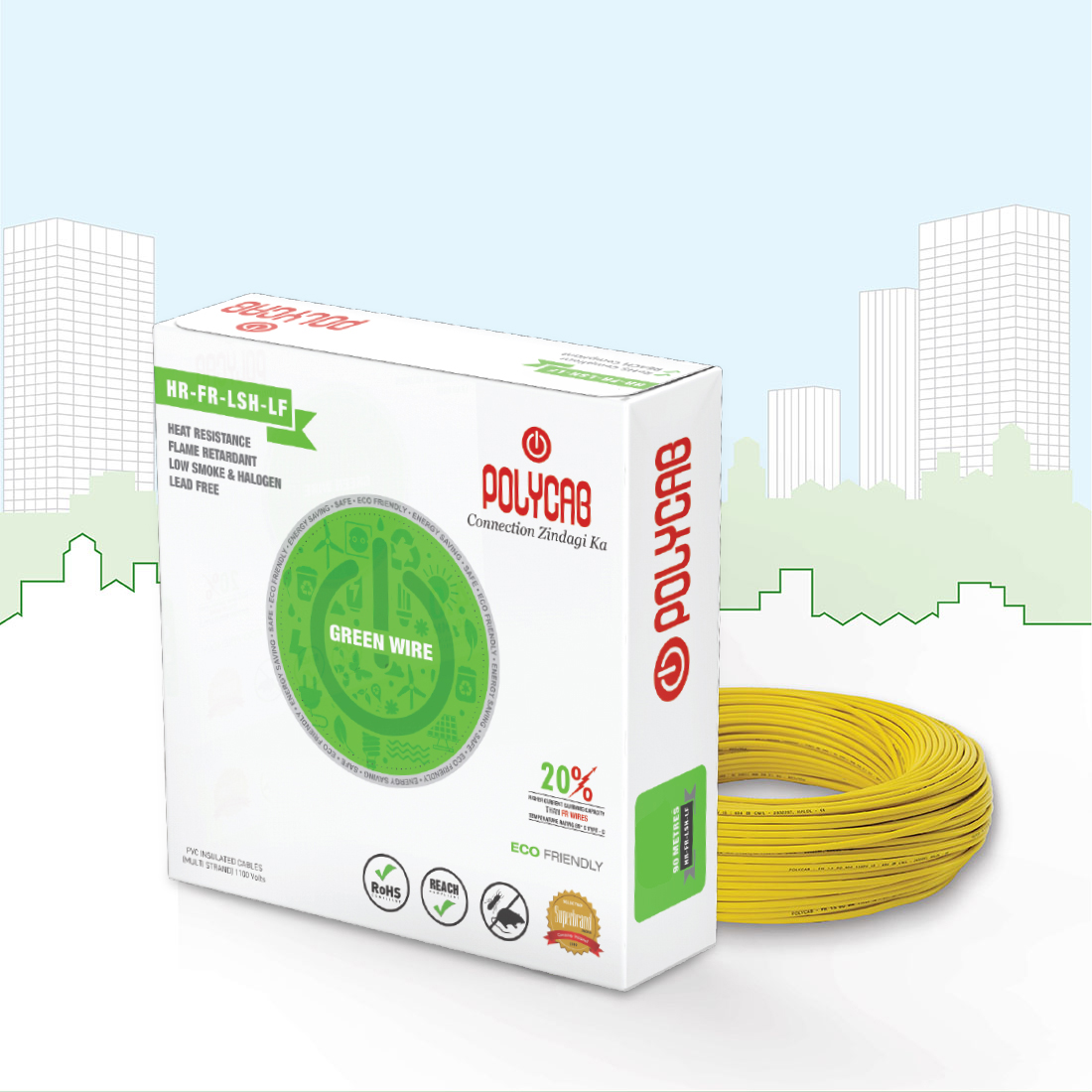 Polycab 4 sqmm Stranded Electric Wire Yellow 90 m_4
