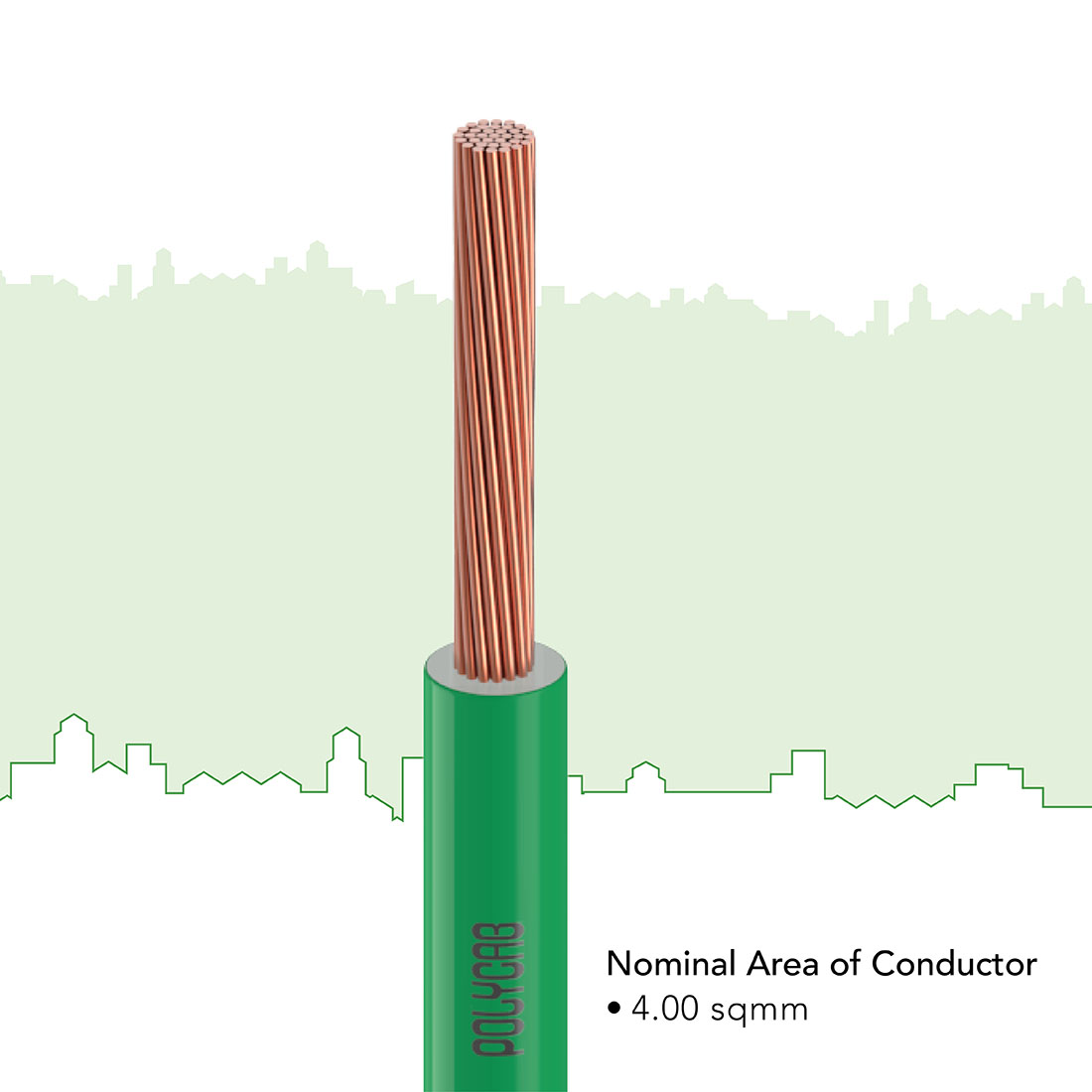 Polycab 4 sqmm Stranded Electric Wire Green 90 m_1
