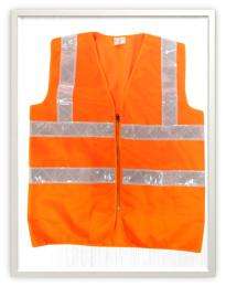 Uber Stitch Polyester Cotton Blend Safety Jackets L Without Sleeves Orange_0