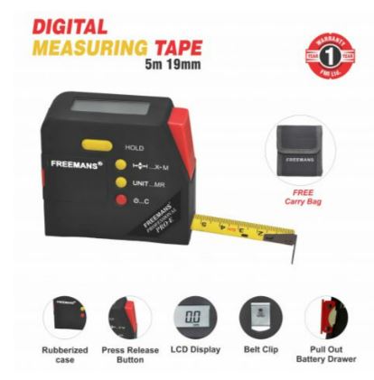 FREEMANS 19 mm ABS Plastic, Rubber Measuring Tapes 5 m Black_1