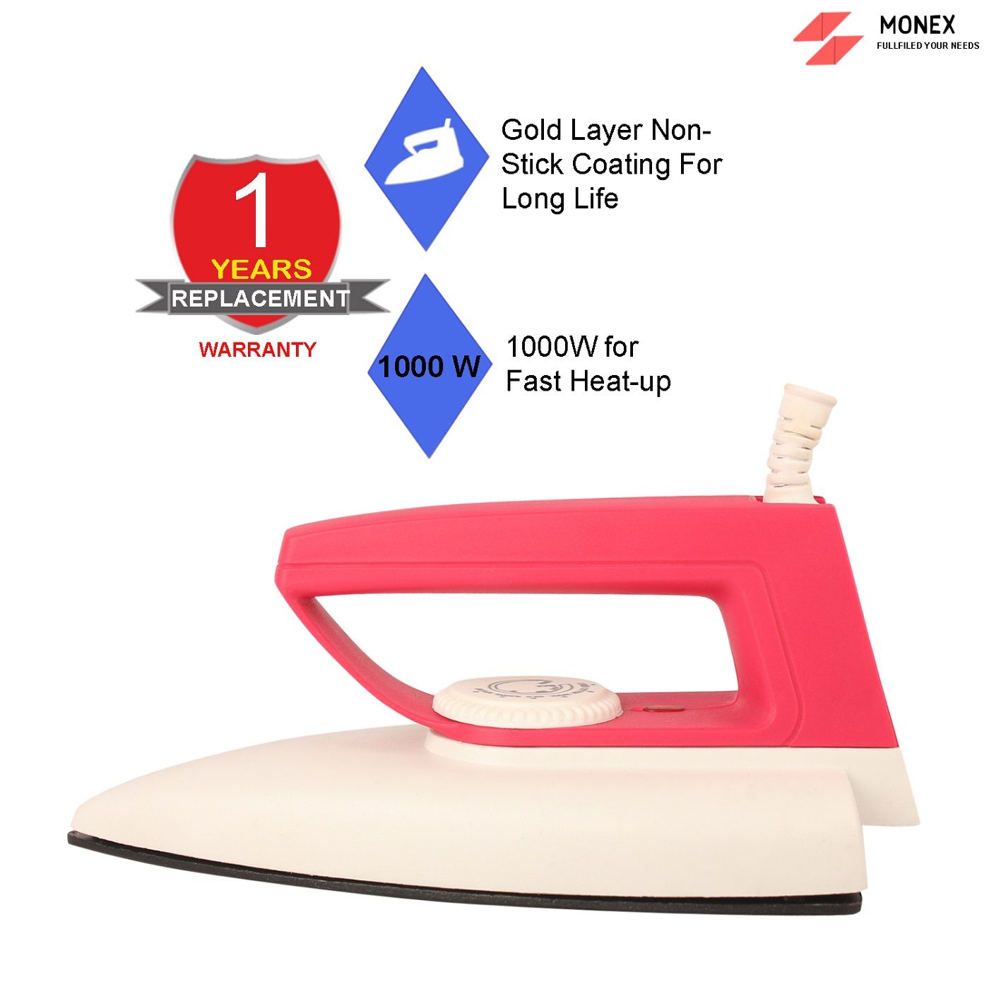 Monex EVO pink 1000 W Dry Iron_1
