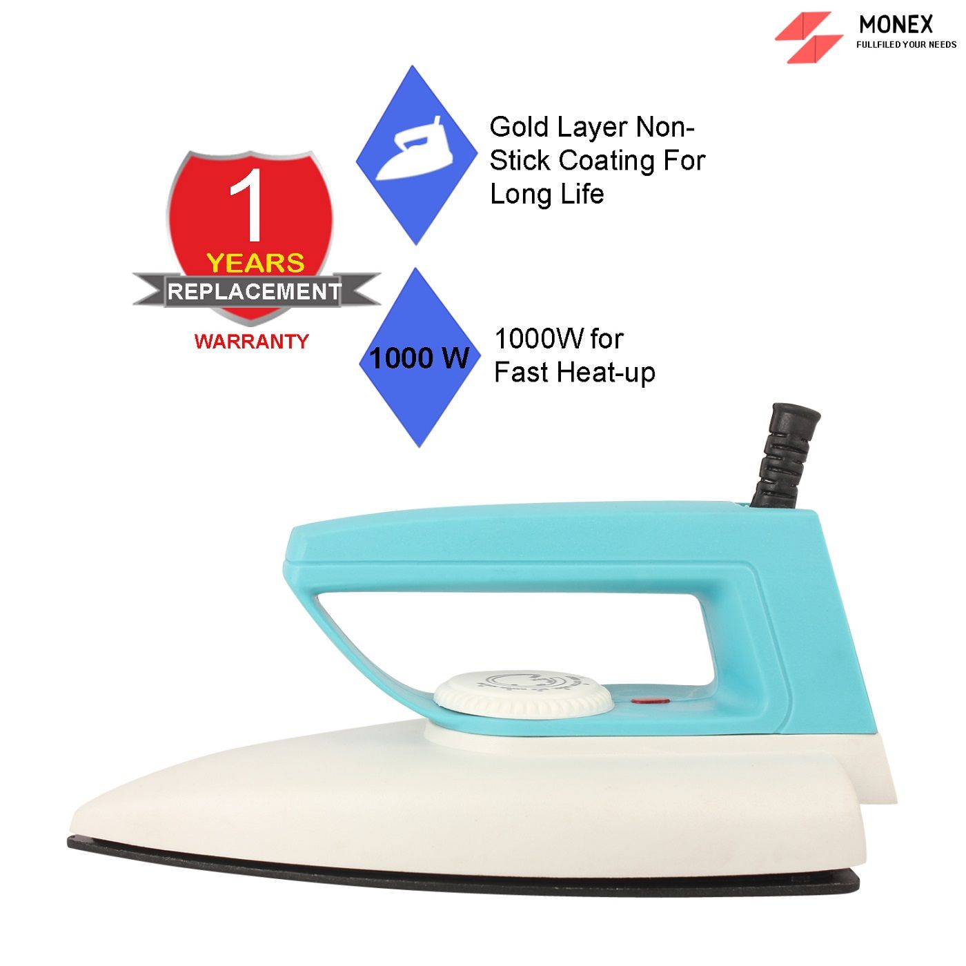 Monex EVO Blue 1000 W Dry Iron_4