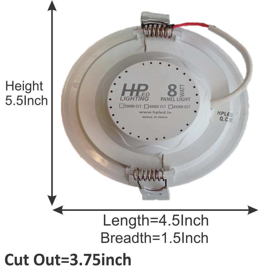 HP LED LIGHTING 8 W Round LED Panel Lights Recessed Mounted_3