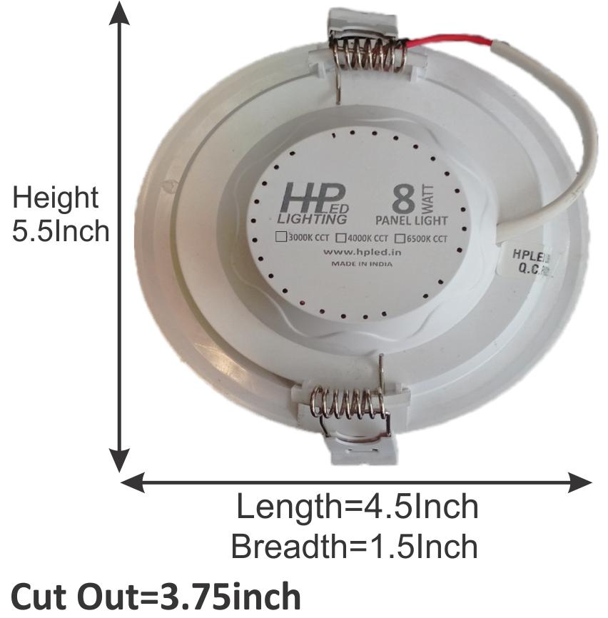 HP LED LIGHTING 8 W Round LED Panel Lights Recessed Mounted_3