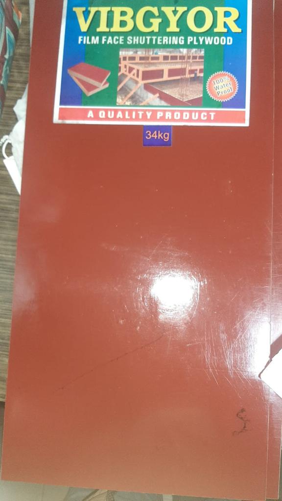 VIBGYOR 12 mm Film Faced (CSFF) Shuttering Plywood 8 x 4 ft_1