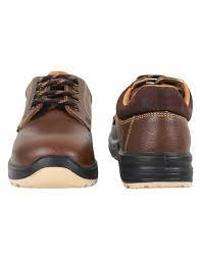 Rubber Plain Toe Safety Shoes Brown_0