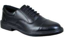 Real Leather Plain Toe Safety Shoes Black_0