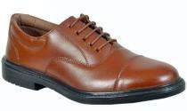 CG Leather Plain Toe Safety Shoes Brown_0