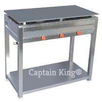 Captain King Dosa Bhatti Three Burner Commercial Gas Stove Stainless Steel Silver_0