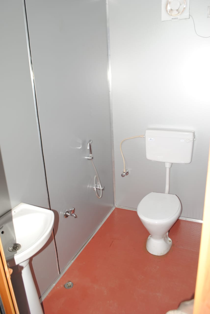 USL SOLUTIONS Mild Steel 7 ft Portable Toilet Cabin White_1