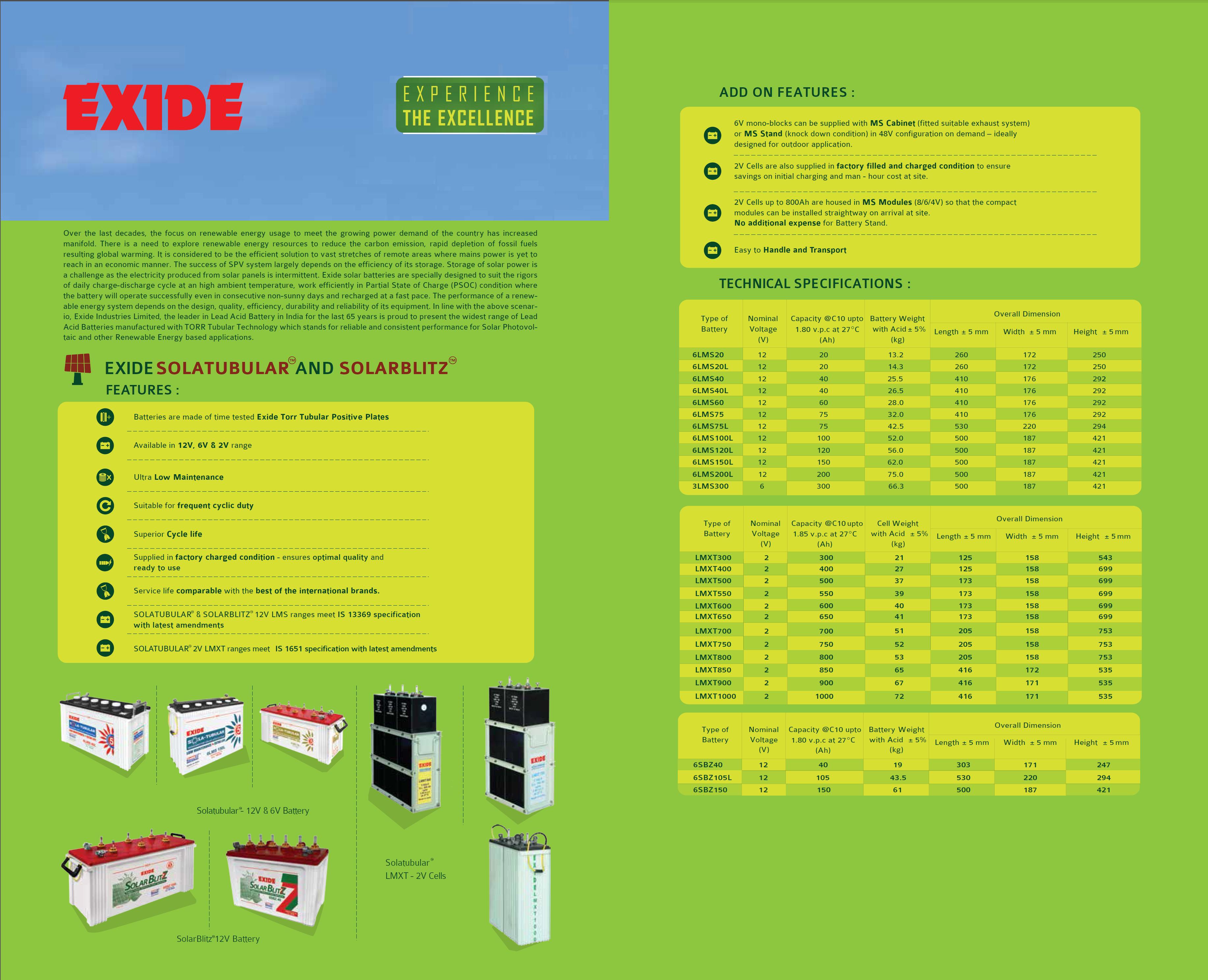 EXIDE 6LMS150 Flooded 12 V 150 Ah Lead Acid Batteries_1