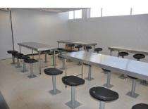 Stainless steel 2 seater Canteen Dining Table Fixed chair Silver_0