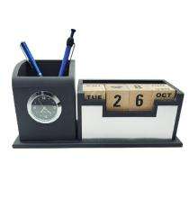 Wooden Black Calendar & Watch Pen Stand_0