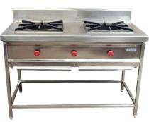 K star B03 Two Burner Commercial Gas Stove Stainless Steel Silver_0