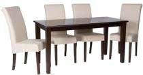 Wood 4 Seater Canteen Dining Table Rectangular Brown-White_0