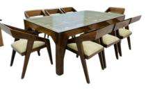 Wooden 8 Seater Modern Dining Table Set Rectangular Brown_0