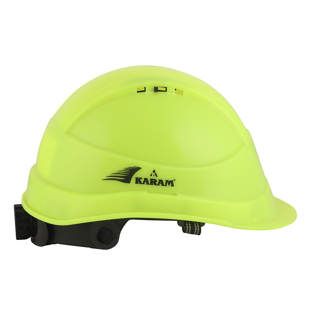 Karam Polypropylene Copolymer Fluorescent Green Air Ventilated Safety Helmets PN542_4