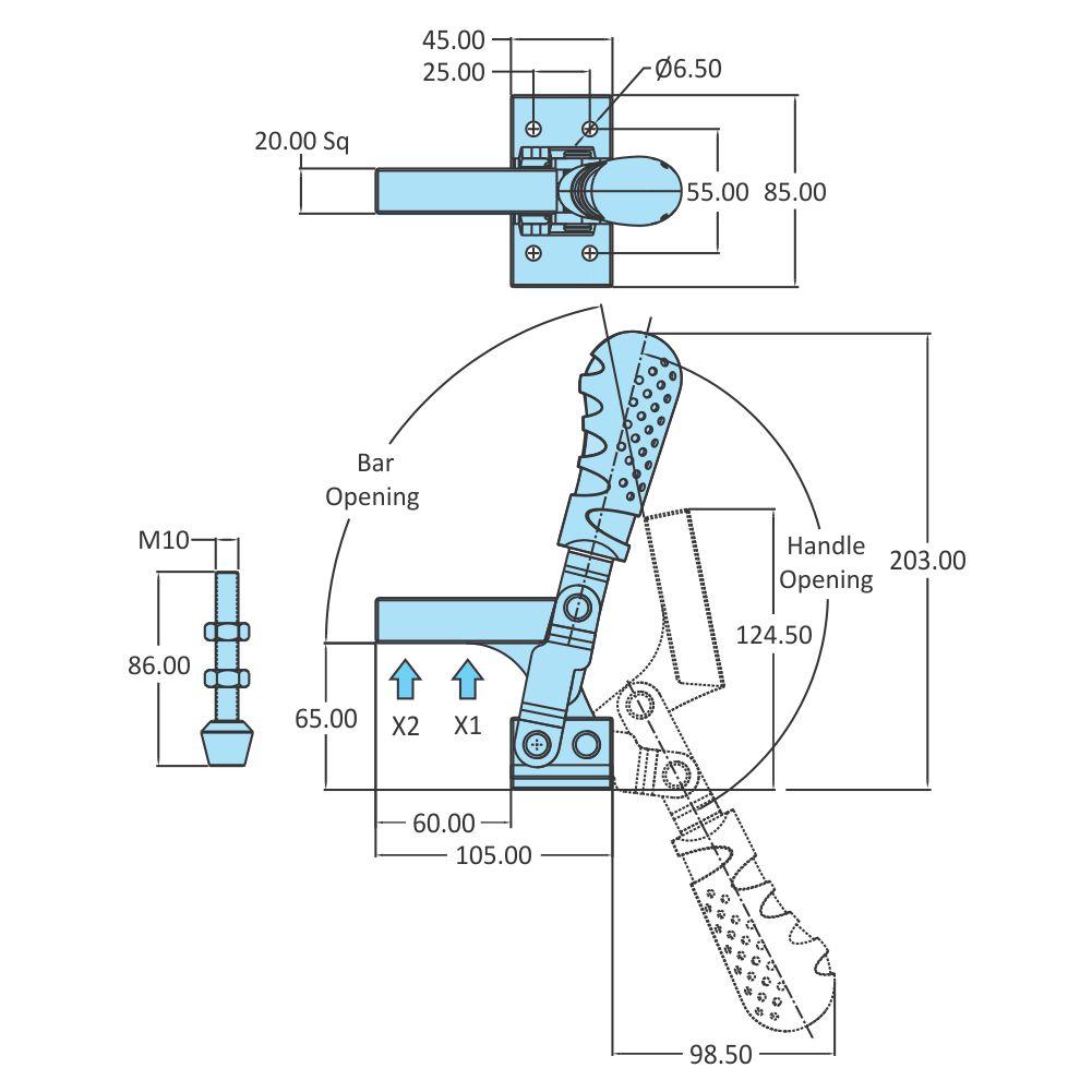 Steel-Smith 4.90kN Toggle Clamp VTC-6561-A 203.00mm_1
