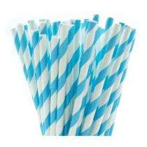 KRISHNA SPARES Straight Paper Disposable Straws 20 cm Blue & White_0