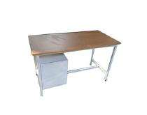 Reception Office Tables Brown, White Wood and Aluminium_0