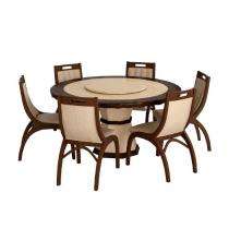 Sag Wood 6 Seater Modern Dining Table Set Round Brown_0