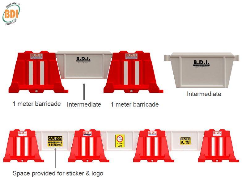 BDI Interlocking Intermediate Type Virgin Polyethylene Barricades 1000 x 450 x 855 mm_2