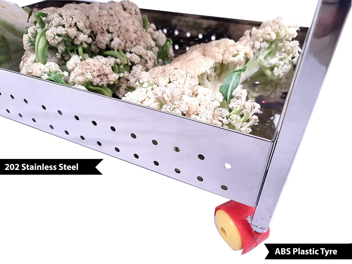 Stainless Steel 4 Shelves Vegetable Rack Trolley 60 x 40 x 120 cm_1