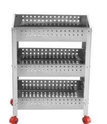 Stainless Steel 3 Shelves Vegetable Rack Trolley 60 x 40 x 90 cm_0