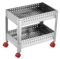 Stainless Steel 2 Shelves Vegetable Rack Trolley 30 x 25 x 40 cm_0