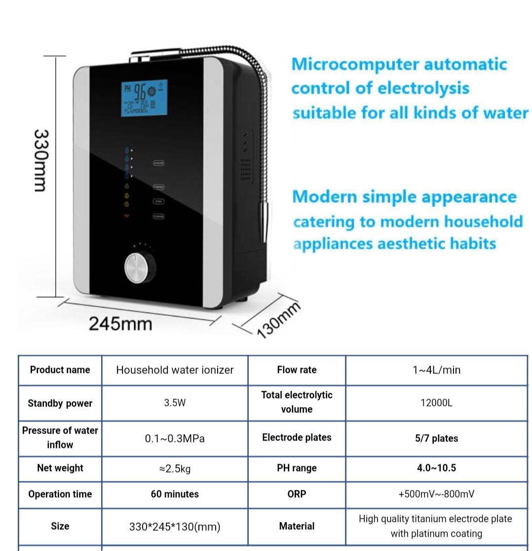 AMRUT-JAL 7 Plates Without Tank Water Ionizer 3.5 inch LCD Screen_2