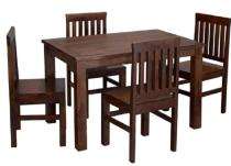 Wooden 4 Seater Traditional Dining Table Set Rectangular Brown_0