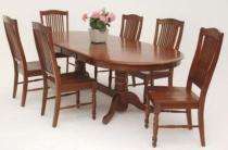 Sagwan Wood 6 Seater Modern Dining Table Set Rotary Round Brown_0