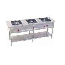 Bhatti Three Burner Commercial Gas Stove Stainless Steel Silver_0