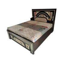 Neem Wood Platform King Size Bed 72 x 70.1 x 20 inch Black and White_0