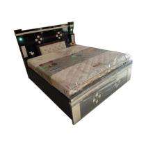 Neem Wood Platform King Size Bed 72 x 70 x 20 inch Black and White_0
