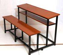 Wooden & Iron 3 Seater Student Bench Desk_0