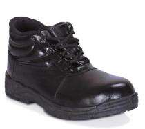 Leather Plain Toe Safety Shoes Black_0
