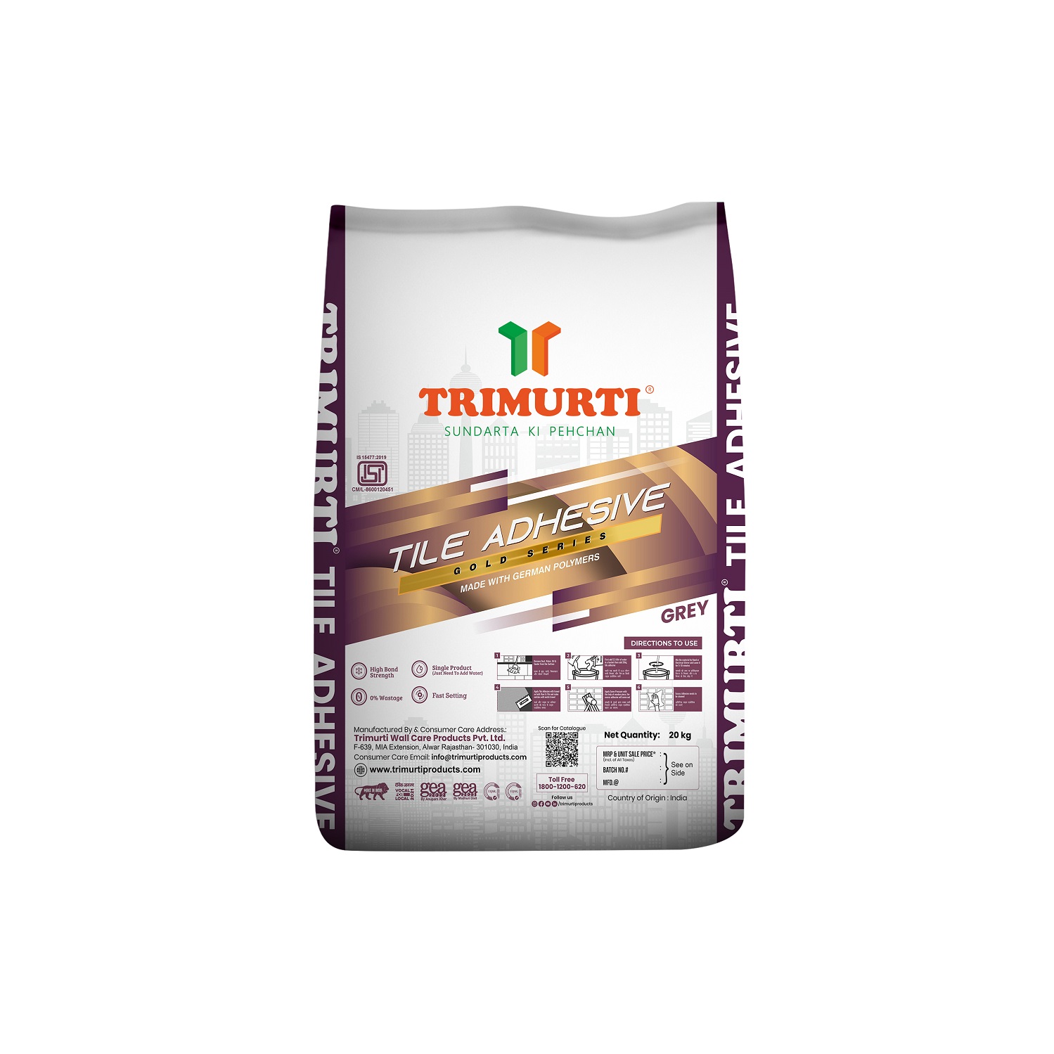Trimurti Gold Made With German Polymer Tile Adhesive 20 kg_1