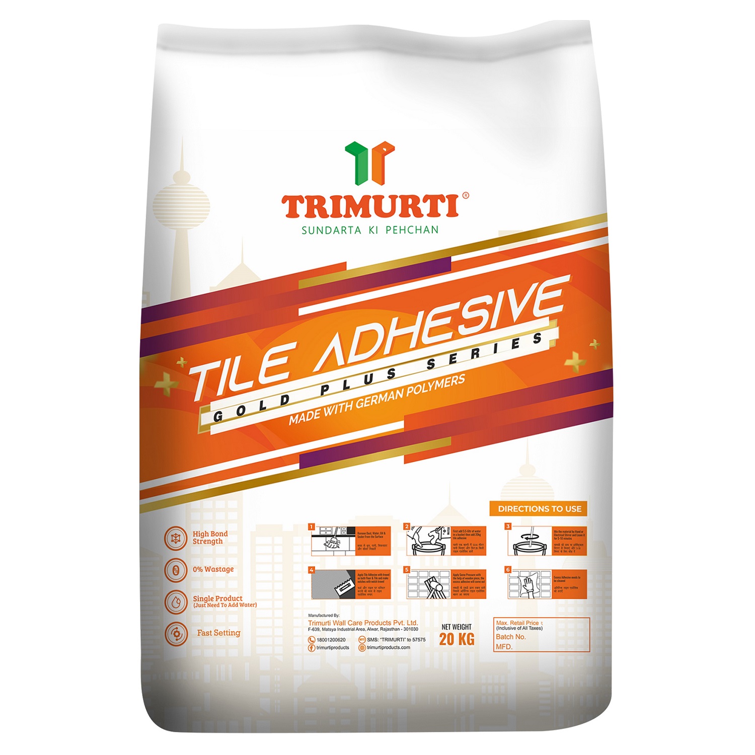 Trimurti Gold Plus Made With German Polymer Tile Adhesive 20 kg_1