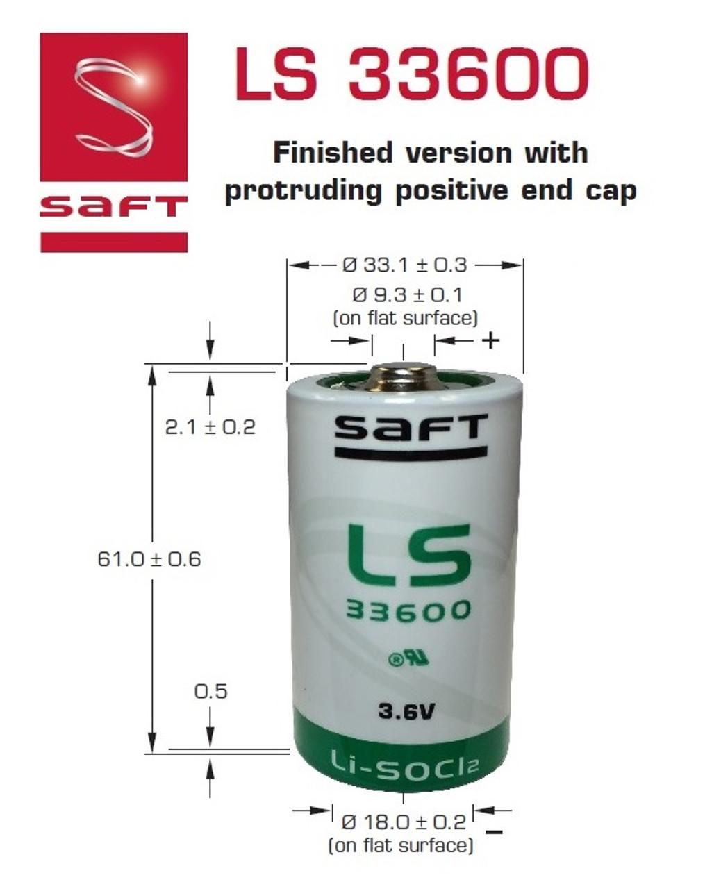 SAFT LS33600 1200 mAh 3.6 V Lithium Ion Batteries_2
