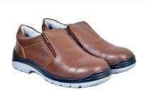 Oregon Embossed Leather Steel Toe Safety Shoes Brown_0